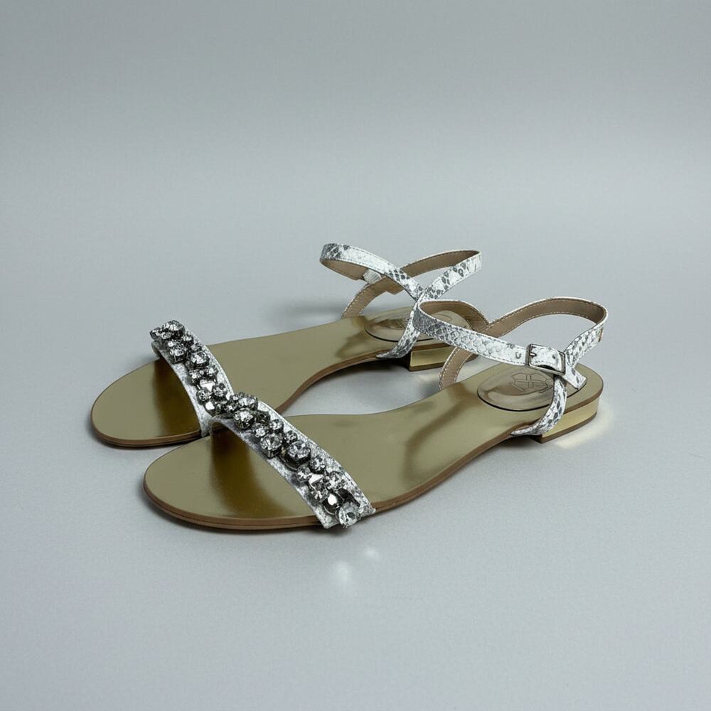 Ann Taylor gold & lizard with rhinestones Tamsin sandals, size 6, BRAND NEW!